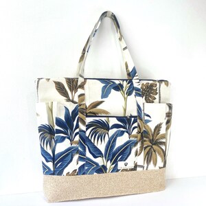 Waterproof Beach Bag - XXL Shoulder Bag - Oversized Big Summer Tote - Large Holiday Vacation Bag - Tropical Leaves