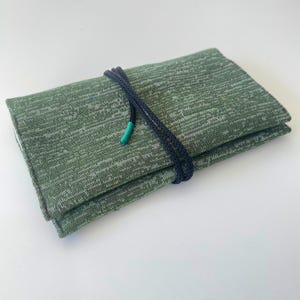 Bolsa de tabaco hecha a mano – Estuche de tela verde para liar con cordón – Portapapel de liar y portafiltros – Estuche de viaje minimalista