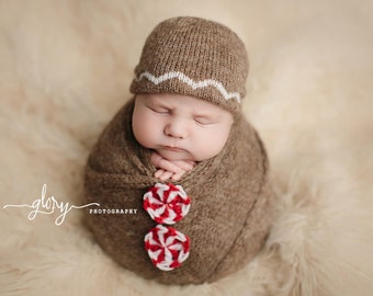 Gingerbread Wrap Set, newborn wrap set, newborn holiday prop, newborn photo prop