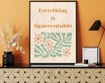 Boho Botanical Affirmation Print | Retro Modern Art (Digital Download)