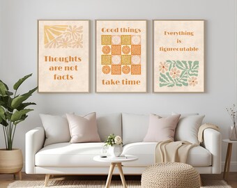 Boho Botanical Art Prints | Retro Affirmation Decor (Digital Download)