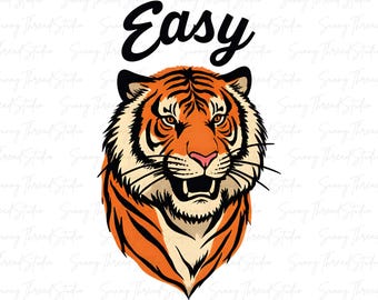 Vintage Tiger PNG, Easy Tiger, Sublimation Design (Digital Download)
