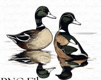 Retro Mallard Duck PNG, Duck Hunting Sublimation (Digital Download)