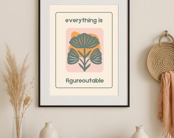 Boho Botanical Line Art Print | Abstract Floral Poster (Digital Download)