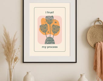 Boho Floral Line Art Print | Minimalist Botanical Poster (Digital Download)