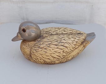 Elli Malevolti Vintage Duck Sculpture: Italian Pewter