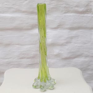 Murano Style Lime Green Art Glass Vase: Mid-Century Modern Decor
