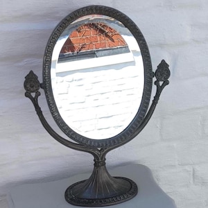 Vintage Pewter Vanity Mirror: Les Potstainiers Hutois Art Nouveau Decor