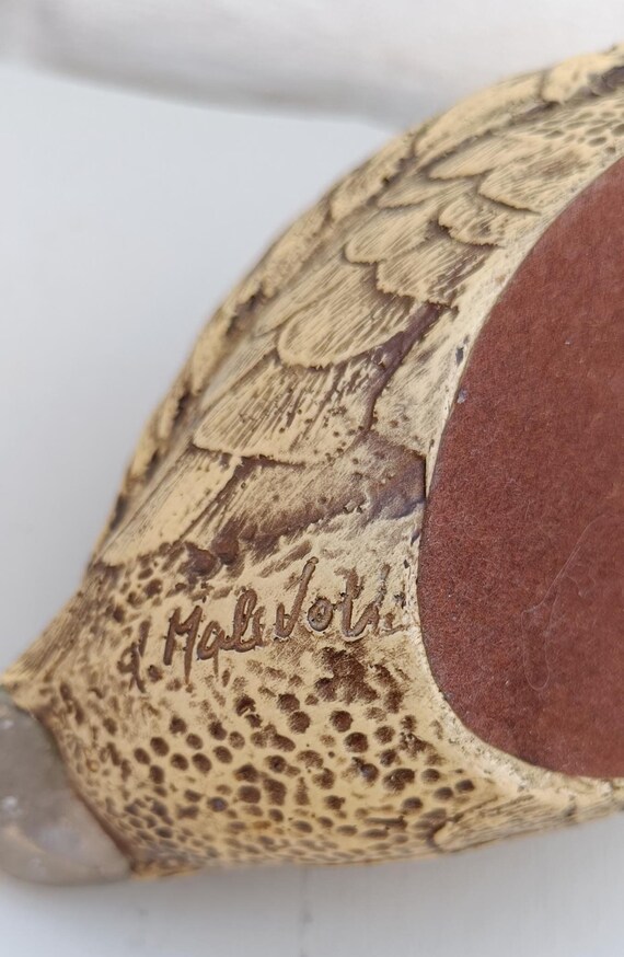 【ELLI MALEVOLTI 】エリー・マレヴォルティ・イタリア・木彫・鴨 Elli Malevolti Vintage Duck Sculpture: Italian Pewter & Resin