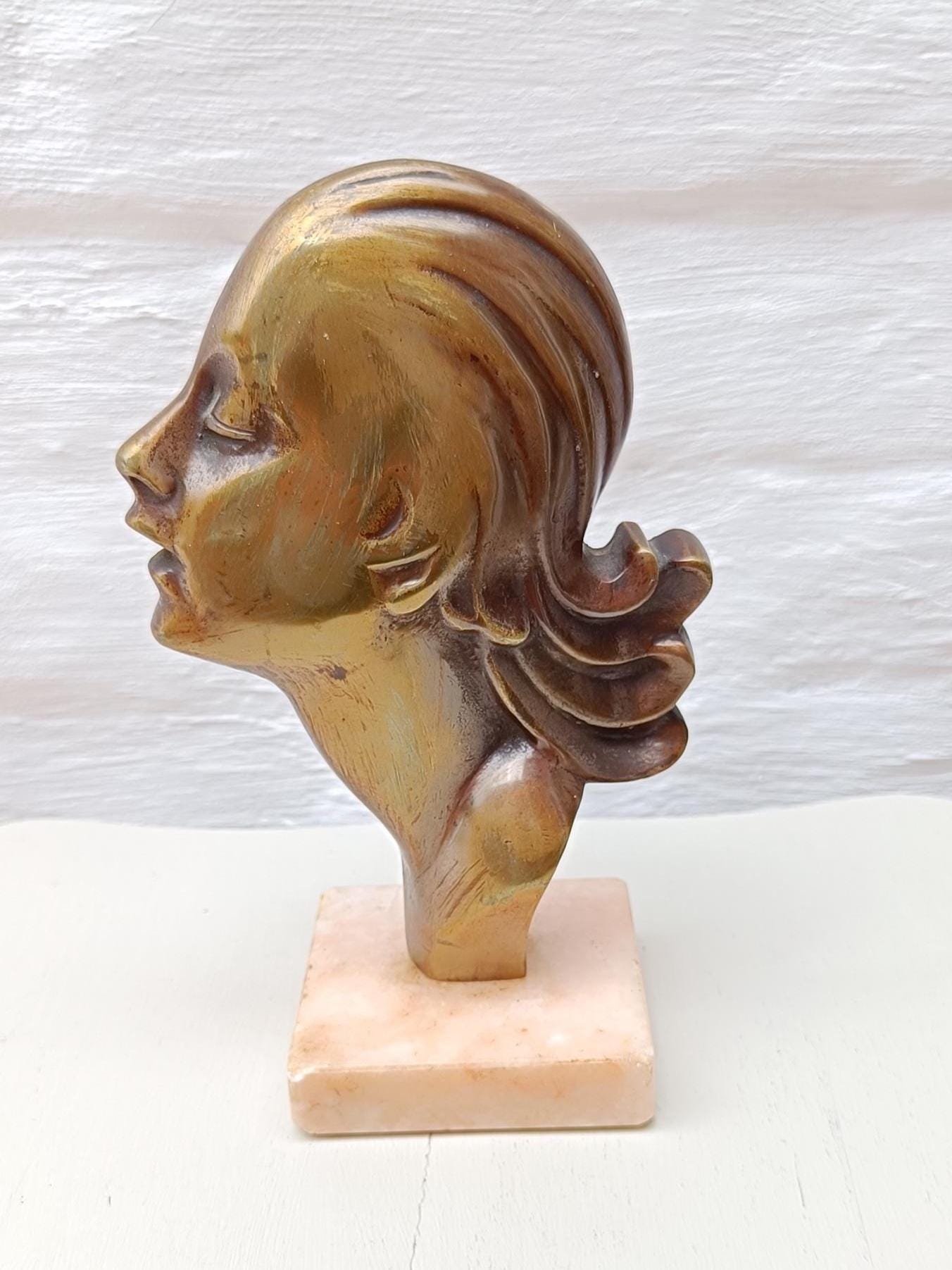 Tête de Femme Art Déco en Céramique par Rudolf Knörlein pour