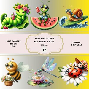 Watercolor Garden Bugs Clipart, Whimsical Insect Clipart, Garden Creatures Clipart, Cute Insects Clipart, Summer Shenanigans, Free License