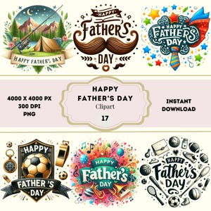 Clipart del Día del Padre, Paquete del Día del Padre, PNG de alta calidad para papá, Descarga de gráficos digitales para papá, Elementos del Día del Padre
