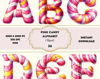 Pink Candy Alphabet Clipart, Birthday Candy Alphabet, Candyland Letters PNG, Watercolor Alphabet Bundle, Candyland Clipart PNG, Free License