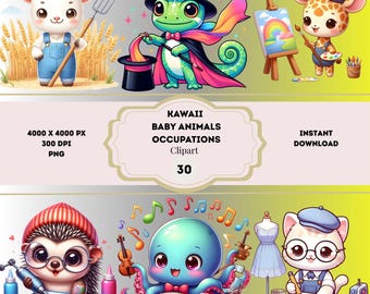 Clipart di occupazioni di cuccioli kawaii, animali del Labor Day, occupazioni di animali PNG, occupazioni di animali carini, licenza commerciale gratuita