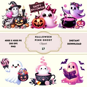 Pink Halloween Ghost Clipart, Retro Halloween Sublimation Designs, Ghosts Halloweene Shirt, Cute Spooki Ghost, Girly Coquette Halloween PNG