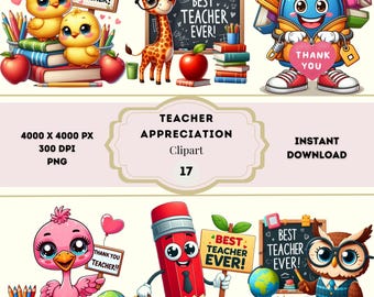 Teacher Appreciation Clipart, Best Teacher Ever Clipart, Teacher Digital Sticker Bundle, Thank You For Helping Us Grow , Teacher Thank You