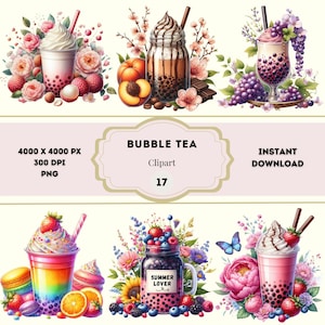 バブルティーのクリップアート、夏のドリンクのクリップアート、かわいいバブルティーのクリップアート、かわいいバブルティーのPNG、ボバドリンクのグラフィック、バブルティーのPNGバンドル