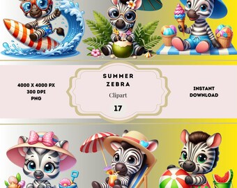 Clipart di zebra estiva, grafica per vacanze al mare, PNG di zebra stravagante, scherzi estivi, clipart estiva divertente, clipart di zebra divertente, sublimazione