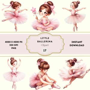 Kleine Ballerina Clipart, Tutu-Grafik, Balletttänzer Clipart, Pink Mädchen Ballerina PNG, Schwanensee Bundle, Prinzessin Ballet Girl, Sublimation