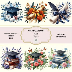Graduierung Hut Clipart, Graduierung Clipart-Bundle, Aquarell Graduierung PNG, Graduierung Party Clipart, Graduierung Designs, freie Lizenz