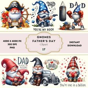 Vaderdag kabouter clipart, Happy Fathers Day-bundel, hoge kwaliteit vader png, Vaderdag elementen, kabouters png, gratis commerciële licentie