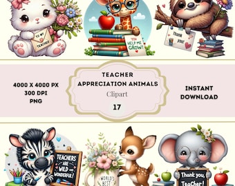 Teacher Appreciation Clipart, Best Teacher Ever Clipart, Teacher Digital Sticker Bundle, Thank You For Helping Us Grow , Teacher Thank You