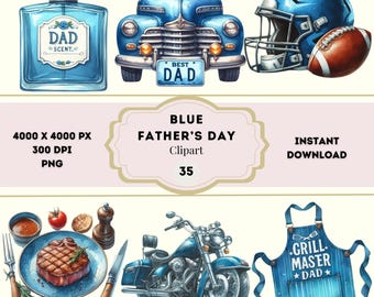 Father's Day Watercolor Clipart, Happy Fathers Day Bundle, High Quality Father PNG, Digital Dad Graphics Download, Father’s Day Elements