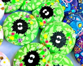 Handmade 3D Art Fabric Soot Sprite Button