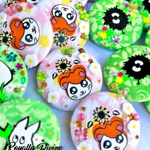 Handmade 3D Art Fabric Hamtaro Button