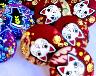 Handmade 3D Art Fabric Turbo Granny Button