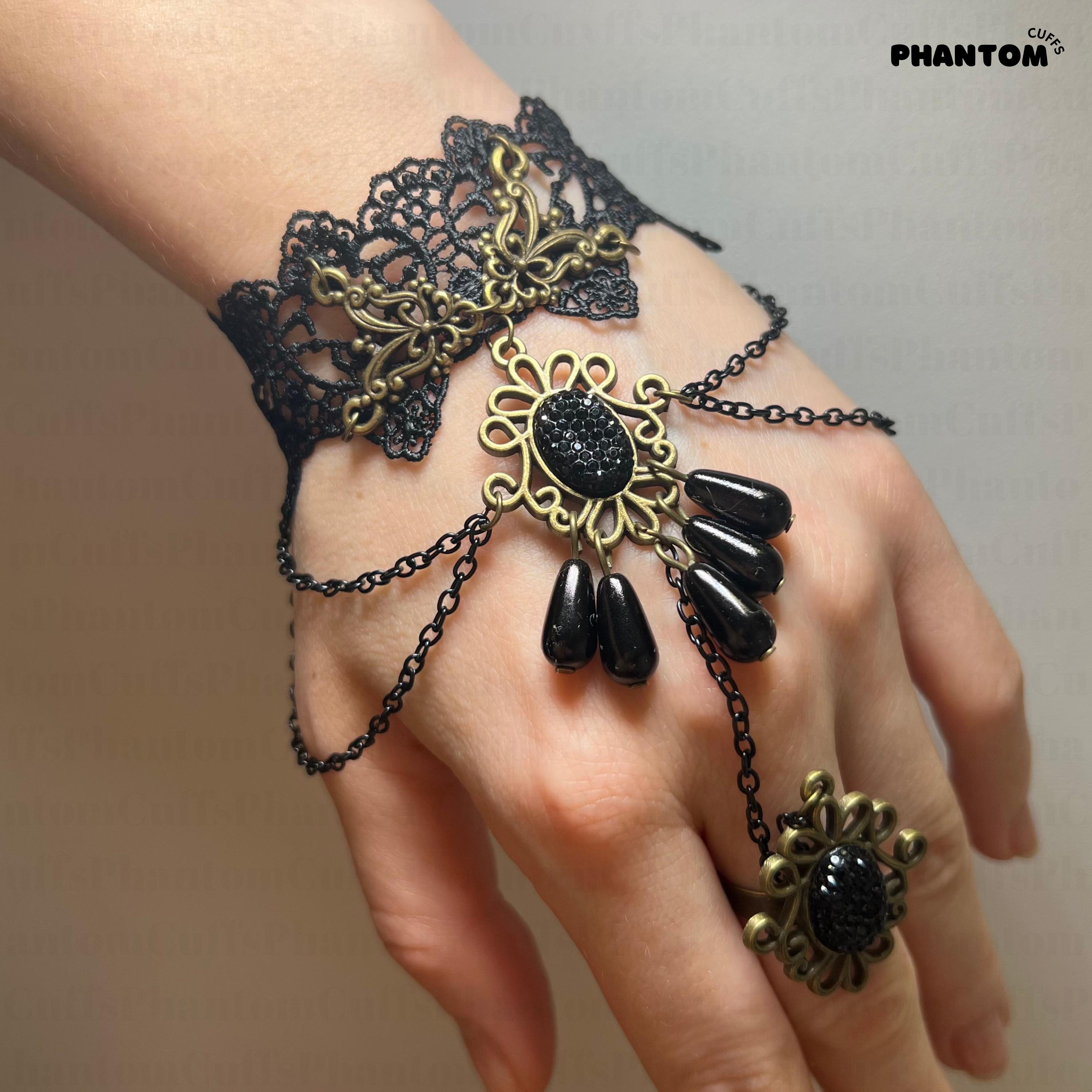 Lace Bracelet, Victorian Inspired, Obsidian Black, Bracelet  display picture 2