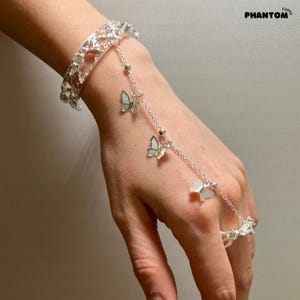 Pulsera de cadena de mano, pulsera de anillo, pulsera de mariposa, pulsera de mariposa, dije de mariposa, cadena de mano de mariposa, pulsera de fantasía