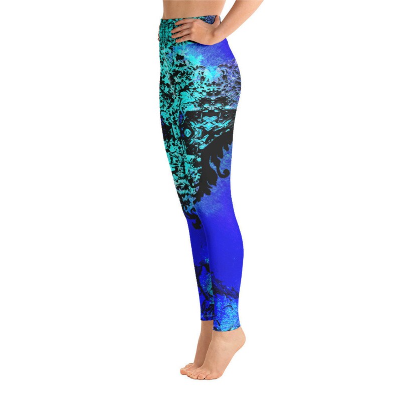 Running Leggings Raised Waistband Women Leggings Fitness Leggings Baroque Style Yoga Leggings Microfiber Yarn Pants Stretchy Pants