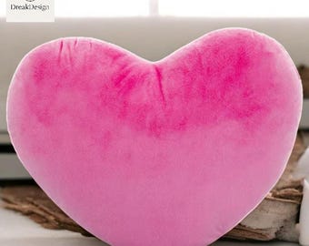 Cojín Kawaii con forma de corazón: suave cojín de terciopelo afelpado, decoración para la habitación de los niños