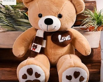 Osito de peluche con bufanda: peluche suave y tierno (80 cm)
