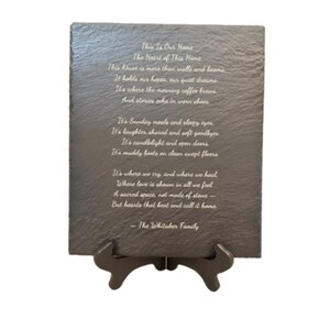 Placa de pizarra grabada personalizada: poema, carta o mensaje personalizado. Regalo conmemorativo de 30 x 25 cm.