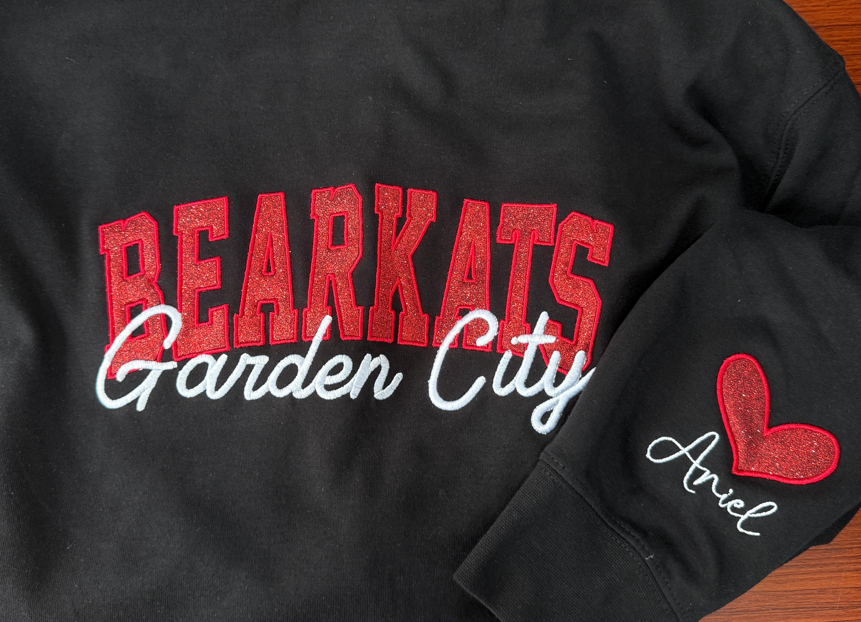 Custom School Spirit Sweatshirt-Personalized Mascot Applique Embroidered Hoodie,Glitter School Logo Shirt,Custom School Gift,Back to School