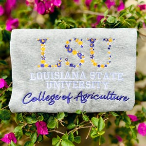 Sudadera universitaria personalizada con bordado floral, cuello redondo con letras griegas personalizadas, regalo de graduación para ella, suéter con espíritu escolar, regreso a clases