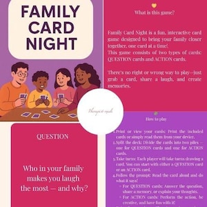Kartenspiel für die Familie – Druckbares Spiel für Kinder und Eltern – Lustige emotionale Bindungsaktivität – Therapie-inspiriertes PDF – Sofort-Download