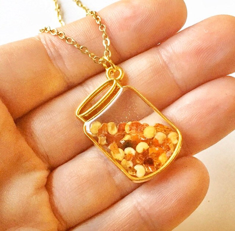 Red Pepper Evil Eye Necklace Resin Jewelry Mason Jar Etsy