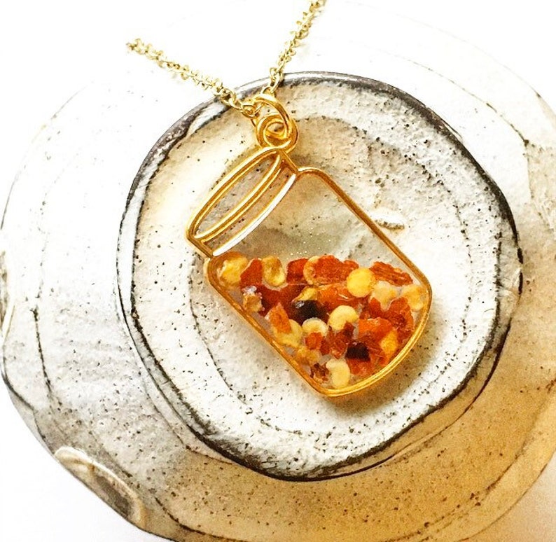 Red Pepper Evil Eye Necklace Resin Jewelry Mason Jar Etsy
