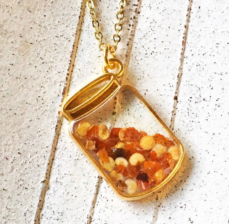 Red Pepper Evil Eye Necklace Resin Jewelry Mason Jar Etsy