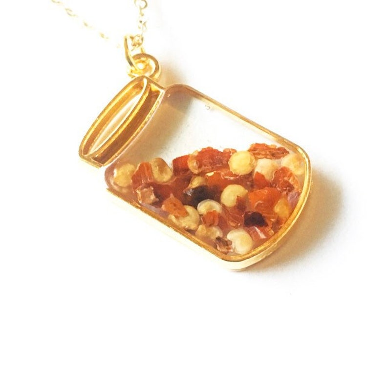 Red Pepper Evil Eye Necklace Resin Jewelry Mason Jar Etsy