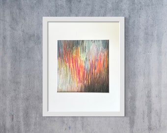 8x10" original abstract pastel drawing, small painting on paper, framable mat included, modern and contemporary wall art, one of a kind