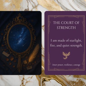 Baraja de Afirmaciones Romantasy / Plantilla imprimible de Canva / Cartas del Oráculo del Amor Propio Celestial / Regalo de Conciencia Inspirado en las Hadas