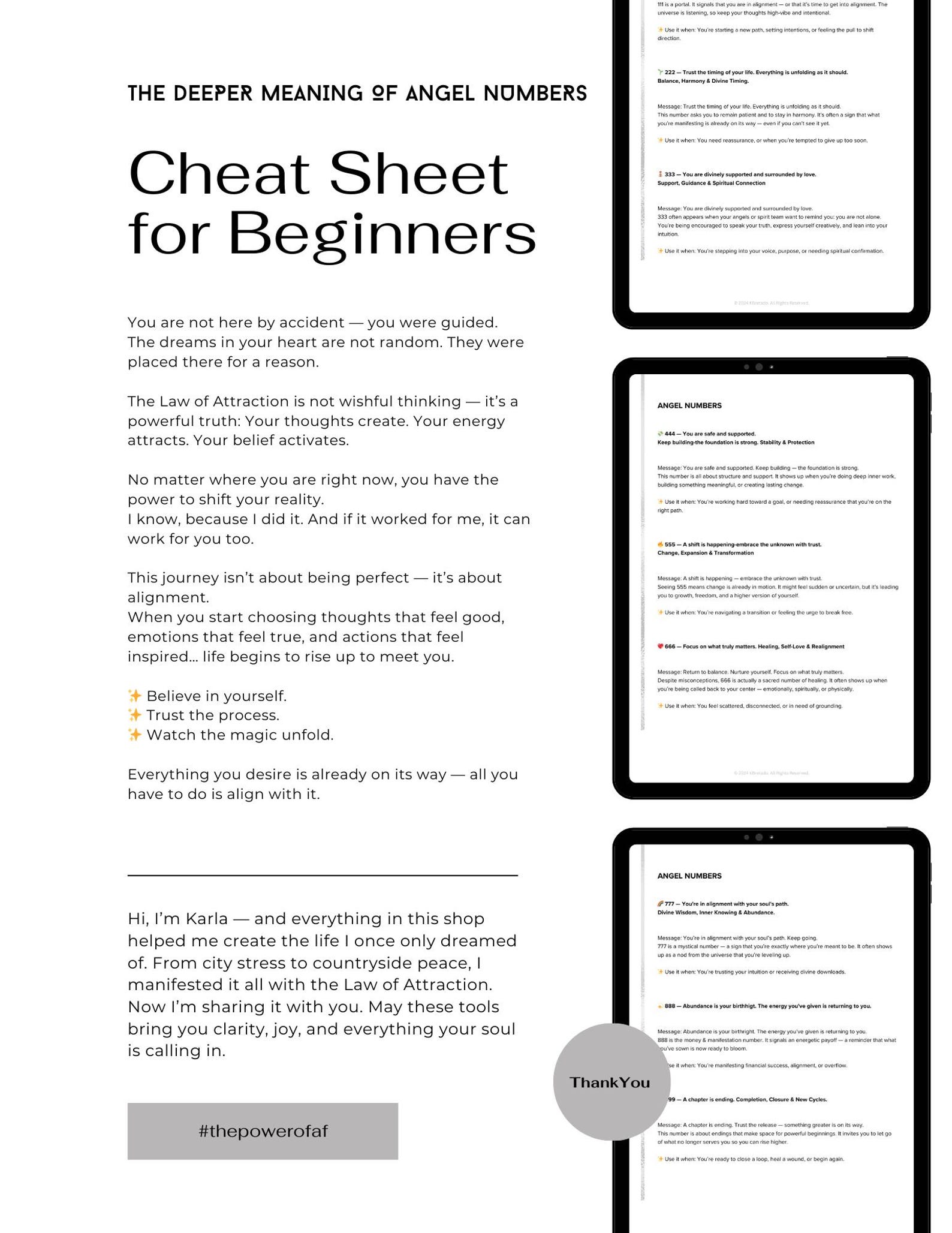 Angel Number Guide Printable – 111 to 999 Meanings for Manifestation ...