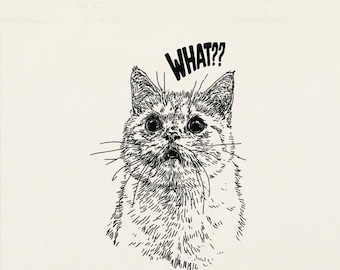 What?! Kitten Tote Bag, Introvert Tote Bag, Socially Awkward Gift, Overthinking Tote, Anxiety Humor Bag, Funny Meme Cat Tote