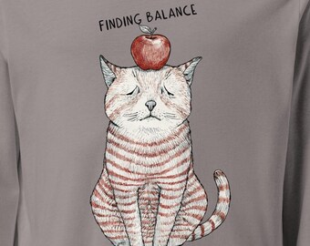 Finding Balance Cat Long Sleeve Shirt, Funny Cat Long Sleeve, Mindfulness Shirt, Cute Cat Lover Gift, Zen Cat Graphic Tee