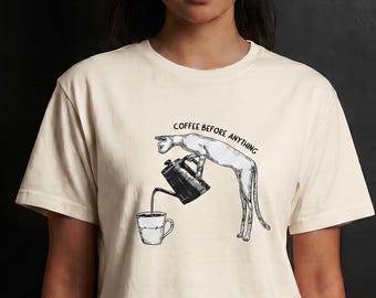 Coffee Before Anything Baby Tee, Comfort Colors 3023CL Cropped T-Shirt, Funny Sphynx Cat Shirt, Coffee Lover Crop Top, Cat Lover Gift