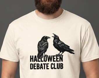 Raven Halloween Shirt, Halloween Debate Club Tee, Funny Crow Shirt, Gothic Halloween T-Shirt, Spooky Season Apparel, Witchy Bird Lover Gift